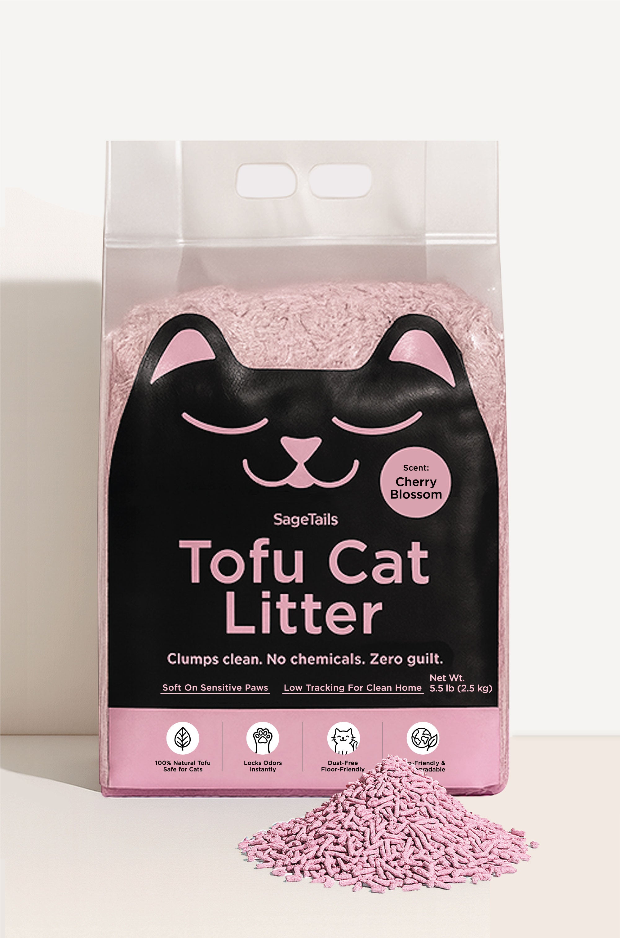 Natural Clumping Tofu Cat Litter 5.5lb/2.5kg - Cherry Blossom
