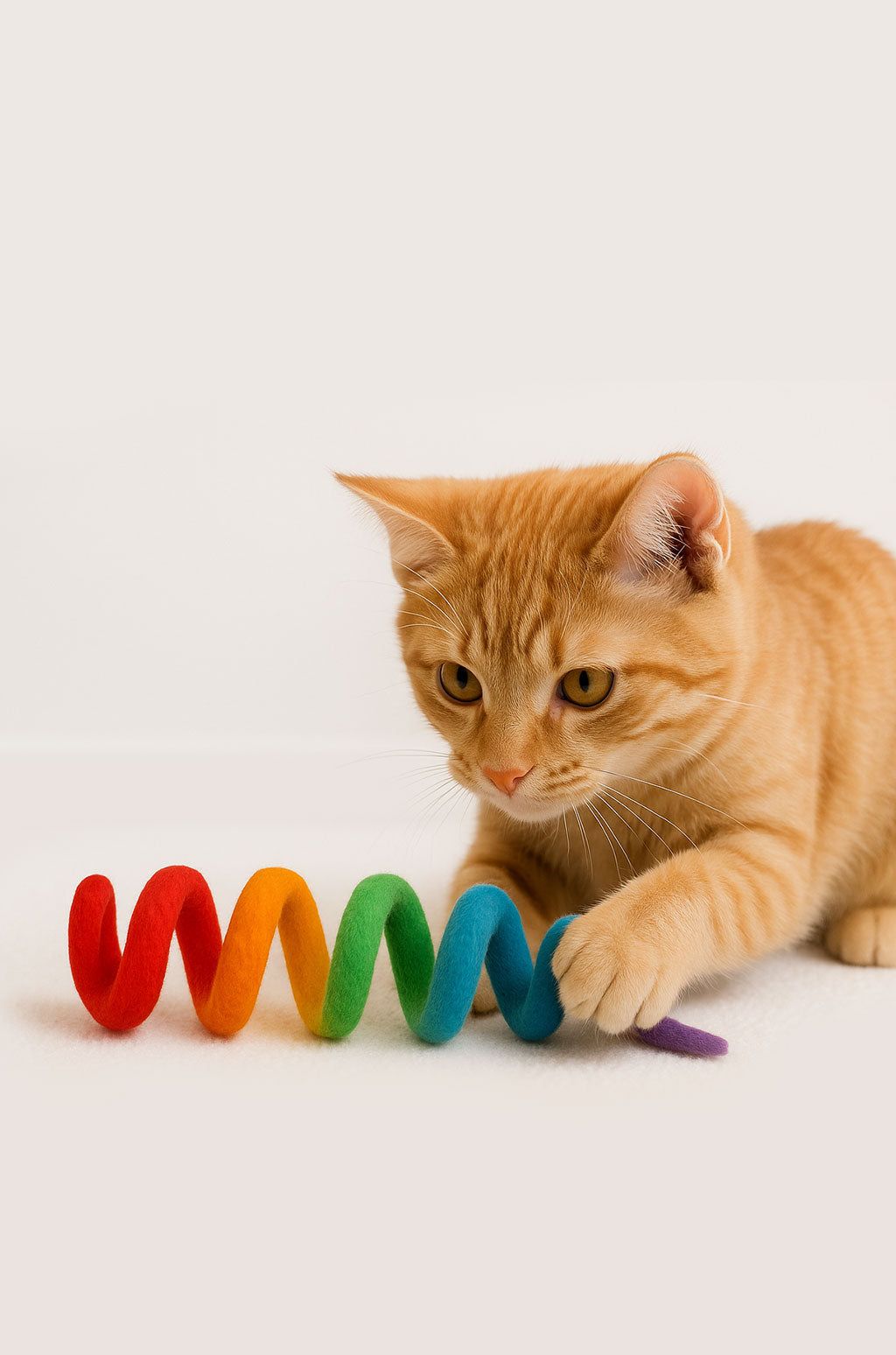 Rainbow Twist Felt Cat Toy