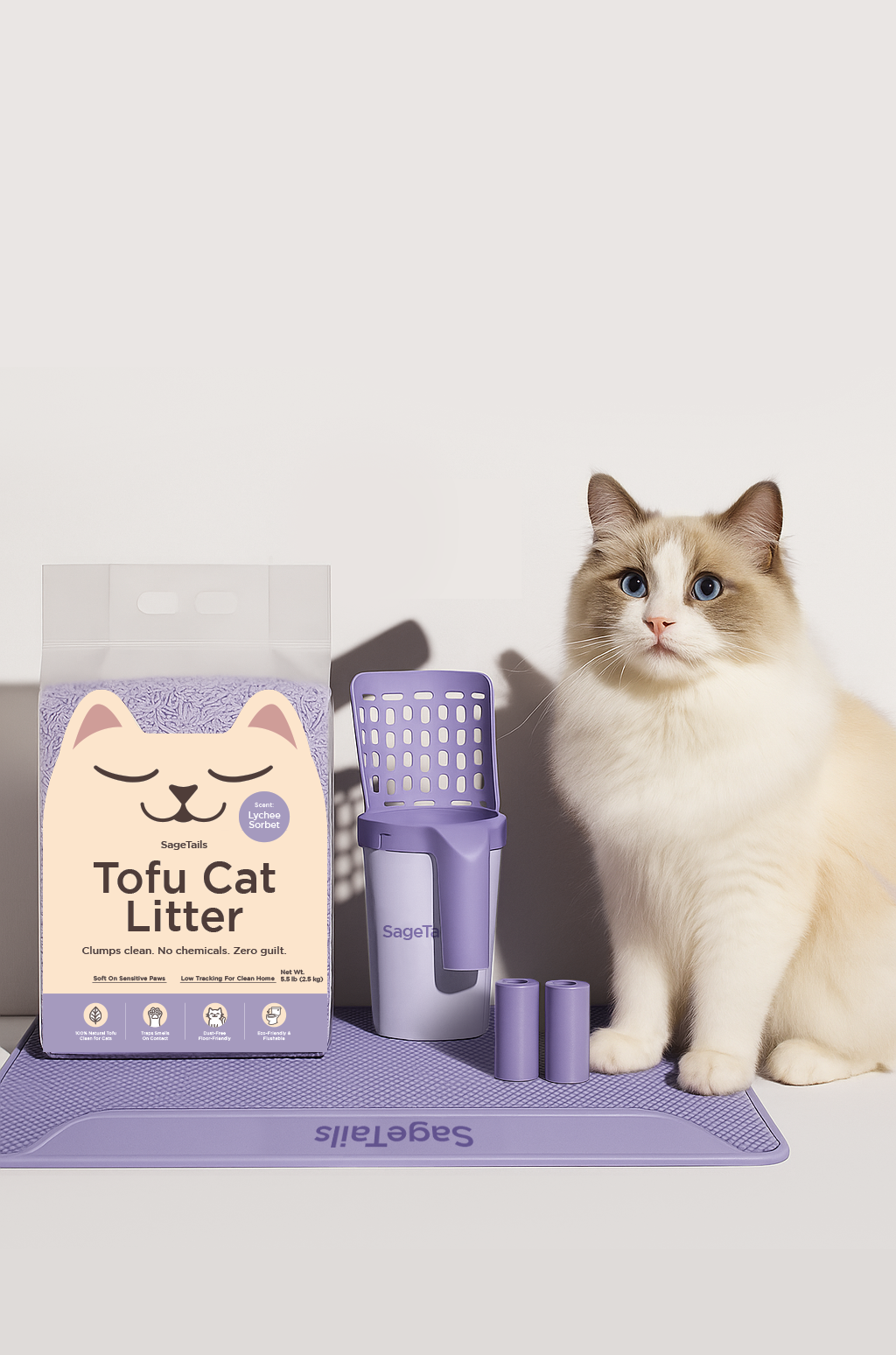 Natural Clumping Tofu Cat Litter 5.5lb/2.5kg - Lychee Sorbet