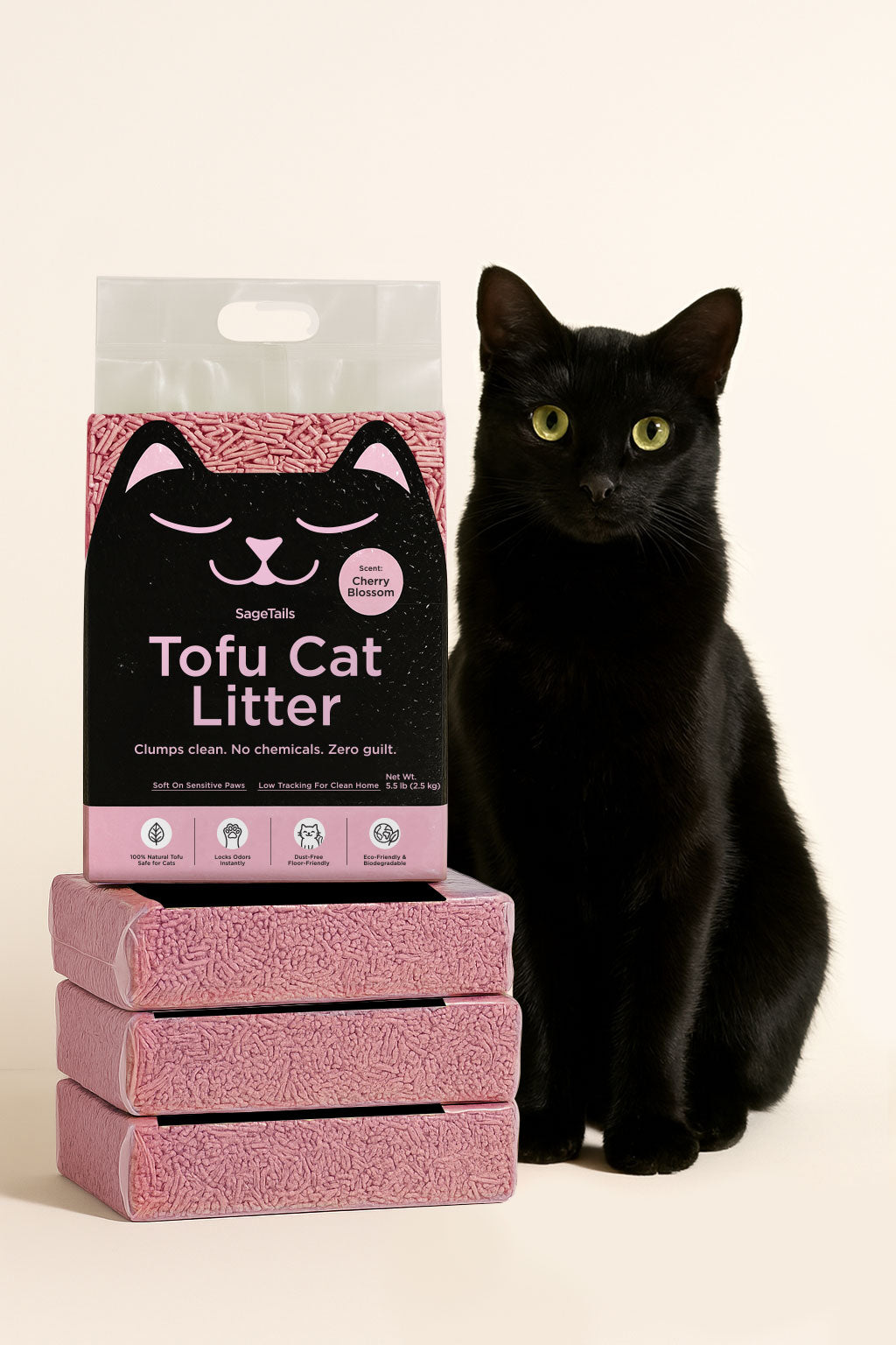 Natural Clumping Tofu Cat Litter 5.5lb/2.5kg - Cherry Blossom
