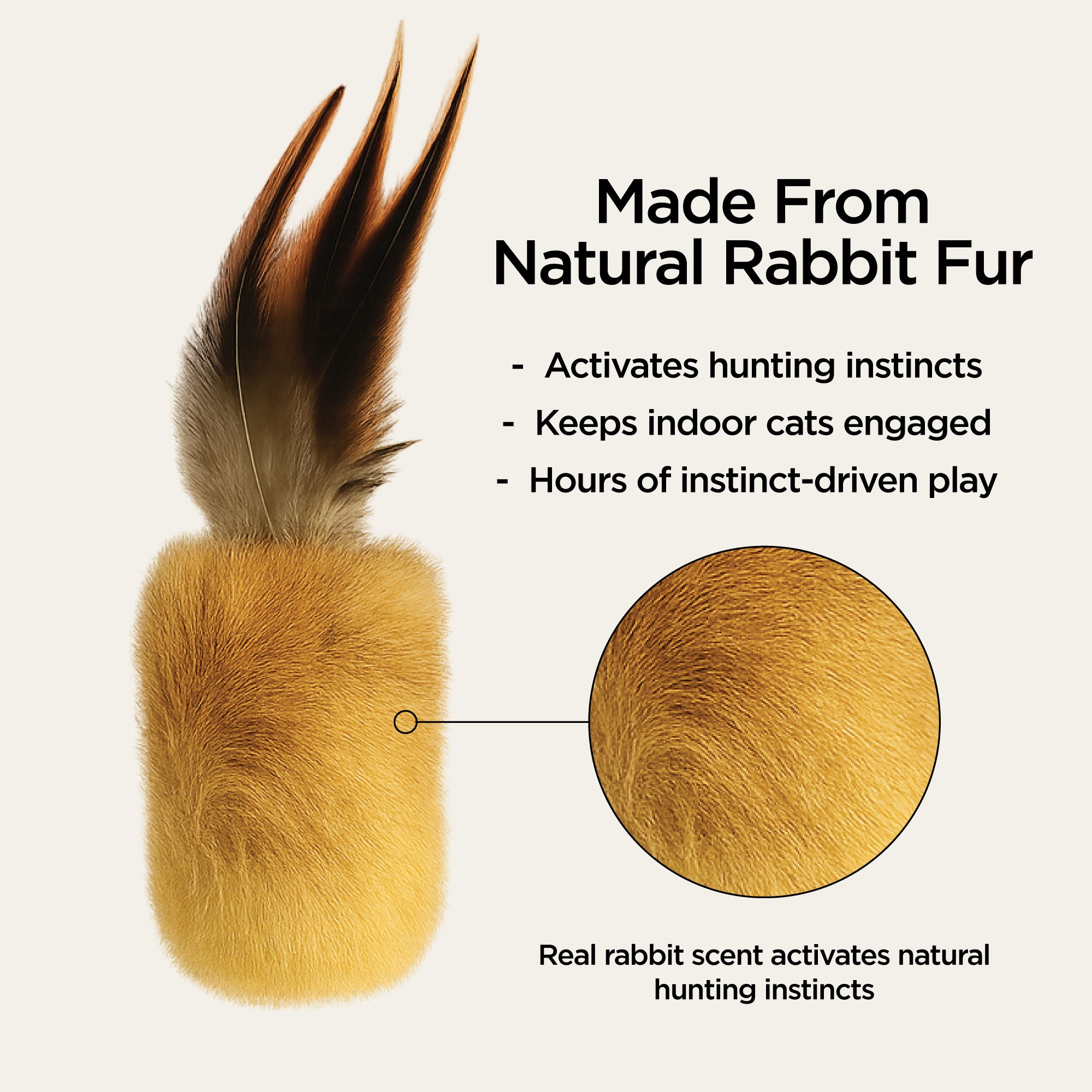 3-Pack Natural Rabbit & Feathers Hunting Toy